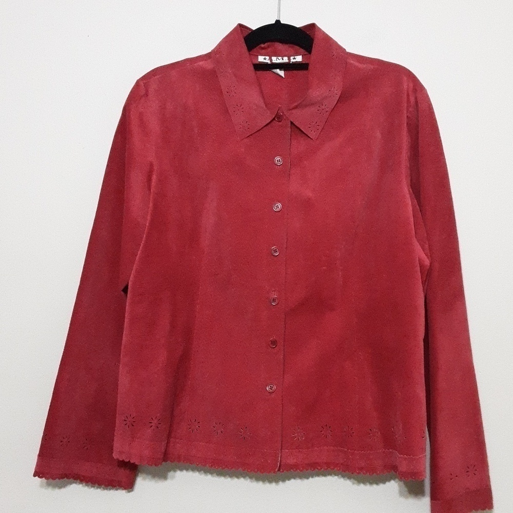 Vintage AMI jacket leather suede women XL button down lightweight y2k event